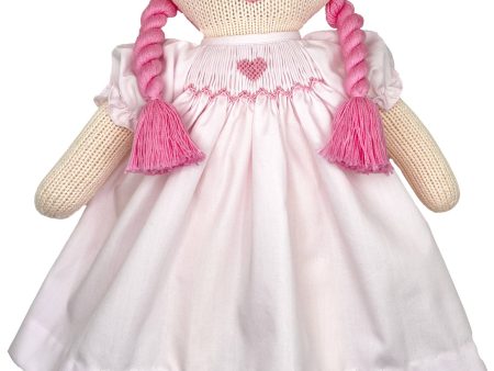 Knit Girl Doll with Heart Smocked Dress For Cheap