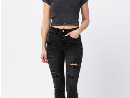 JUDY BLUE HI-WAIST SKINNY CAPRI - BLACK For Sale