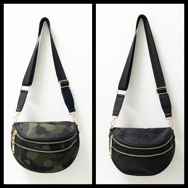 Nylon Fanny Pack  Sling Bag - Black or Army Camo For Sale