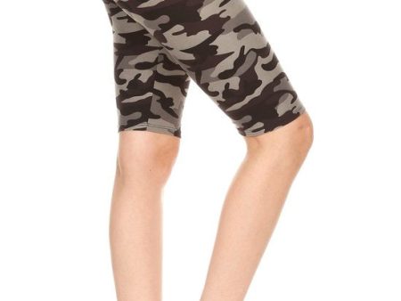 Camo printed, high waisted, YOGA biker shorts - Grey Camo Online