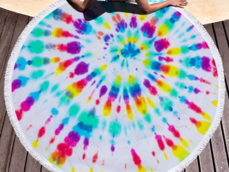 Rainbow Tie dye 60 inch round beach blanket towel Online Sale