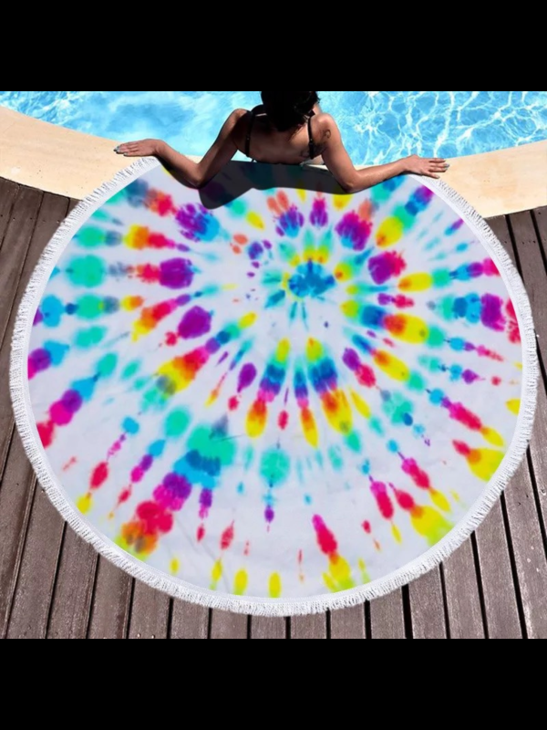 Rainbow Tie dye 60 inch round beach blanket towel Online Sale