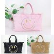 Metallic Gold Silver Smiley Face Canvas Fringe Tote - Assorted Colors Supply