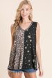 SLEEVELESS PRINT MIX FRONT TOP WITH CONTRAST - available with gold or silver stars Online Hot Sale