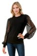 ARIELLA LACE SLEEVE TOP - BLACK Cheap