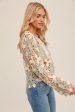 HEM & THREAD BOAT NECK BELL SLEEVE CROCHET TOP -SAGE CREAM Hot on Sale