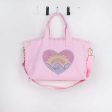 Bling Heart Sun Wave Small Fringe Canvas Tote With Solid Strap - Pink Online Hot Sale