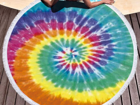 Rainbow Swirl Tie dye 60 inch round beach blanket towel Online Sale