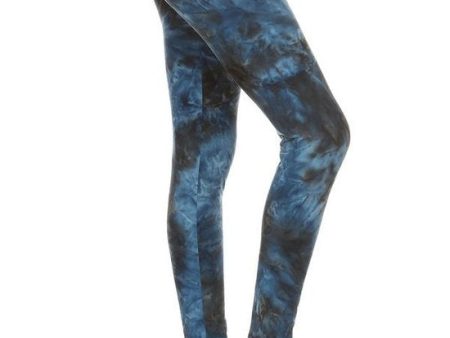 Plus size fitted high waisted full length TIE DYE leggings  - Midnight Passion Hot on Sale