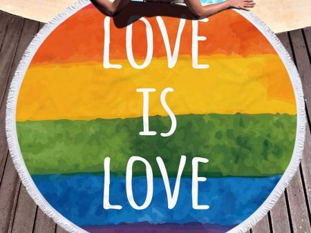 Love Is Love 60 inch round beach blanket towel ❤️🧡💛💚💙💜 For Discount