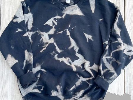 Hand Bleached Black Fleece Lined pullover Online Hot Sale