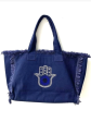 Hamsa Canvas Tote - Navy Online now