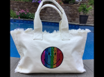 Rainbow Smiley 😊 Face Canvas Fringe Tote - Assorted Colors Online now