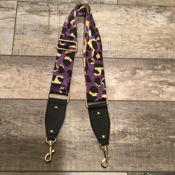 2  ADJUSTABLE ANIMAL PRINT BAG STRAP WITH VEGAN LEATHER  - PURPLE or TURQUOISE Fashion