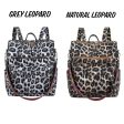 Leopard Vegan Leather Convertible Backpack - Grey or Tan Hot on Sale