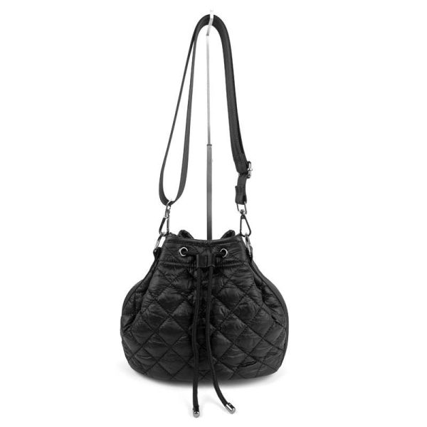 Quilted Puffer Bucket Bag - Tan, Black or Olive For Sale