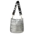 Metallic Nylon Quilted Puffer Bag - Black or Silver For Sale