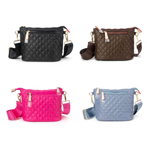 Quilted Nylon Small Puffer Crossbody- Assorted Colors Discount