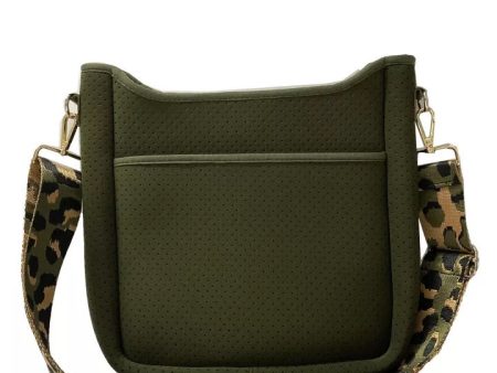 Green  Neoprene Messenger With Green Leopard Strap Cheap