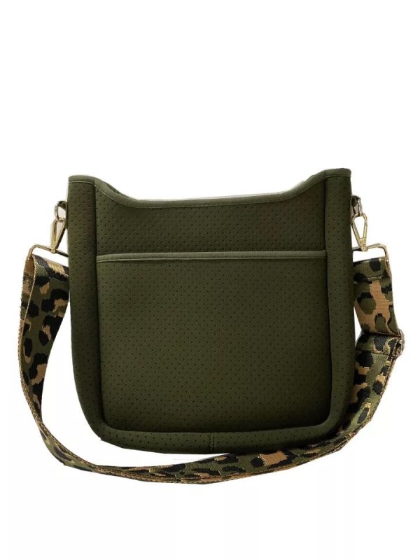 Green  Neoprene Messenger With Green Leopard Strap Cheap