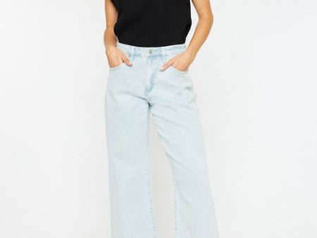 KANCAN HIGH RISE SLIM WIDE LEG JEANS - LIGHT Cheap