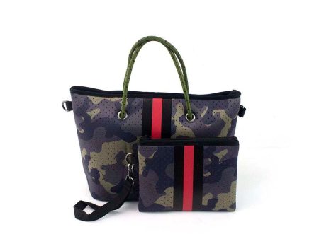 Army Camo with Black & Red Stripe Mini cross shoulder neoprene bag Hot on Sale