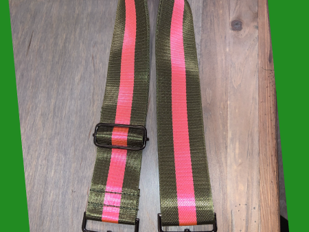 💚💗 Olive and Neon Pink Stripe 2” Adjustable Handbag Strap Online Hot Sale