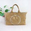 Metallic Gold Silver Smiley Face Canvas Fringe Tote - Assorted Colors Supply