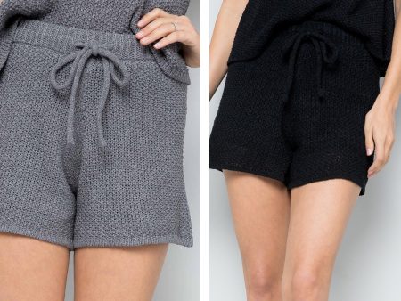 Knit Sweater Shorts - Black, Charcoal or Light Mocha Online now