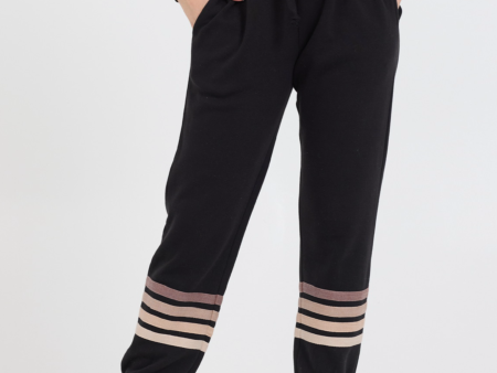 Vintage Havana Black W  Neutral Stripe Burnout Fleece Jogger Discount