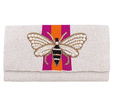 🐝 Beaded Bee & Pearl Clutch - White For Cheap