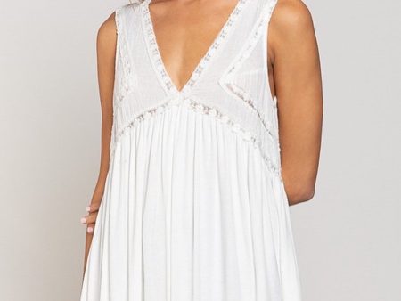 POL SLEEVELESS LONG TOP - OFF WHITE on Sale