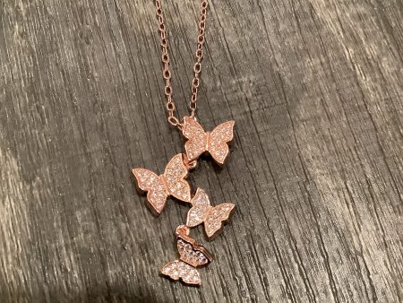 🦋 Cascading Butterflies 18 inch Necklace - Rose Gold Sale