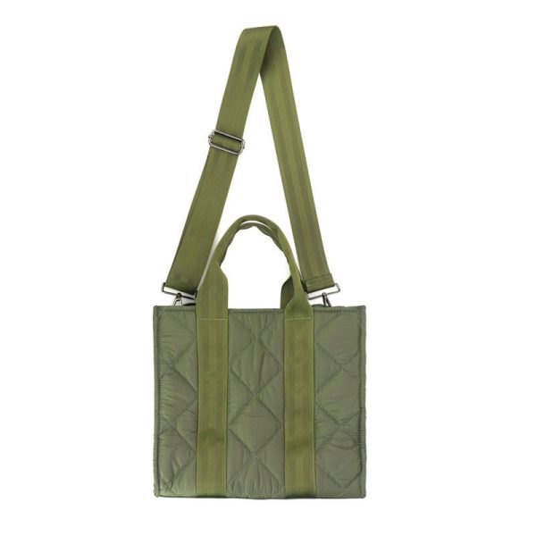 Quilted Puffer Tote With Crossbody Strap - Black, Olive or Tan Online Hot Sale