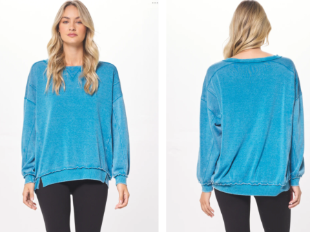 VINTAGE HAVANA ANCHOR BLUE OVERSIZED CREWNECK on Sale