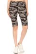 Plus Camo printed, high waisted, YOGA biker shorts - Grey Camo Discount