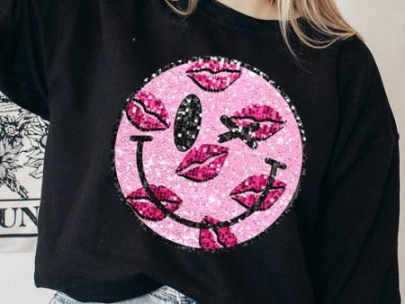 VALENTINES DAY FLEECE GRAPHIC SWEATSHIRT- BLACK Hot on Sale