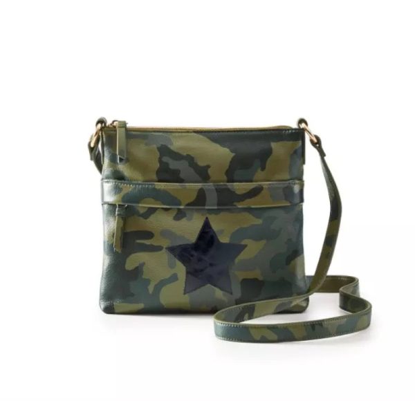 Army or Black Vegan leather crossbody with star Online