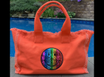 Rainbow Smiley 😊 Face Canvas Fringe Tote - Assorted Colors Online now