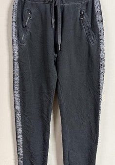 MINERAL WASH SHINY RIBBON SIDE STRIPE COTTON CRINKLE JOGGER WITH SIDE ZIPPER POCKETS - GREY Discount