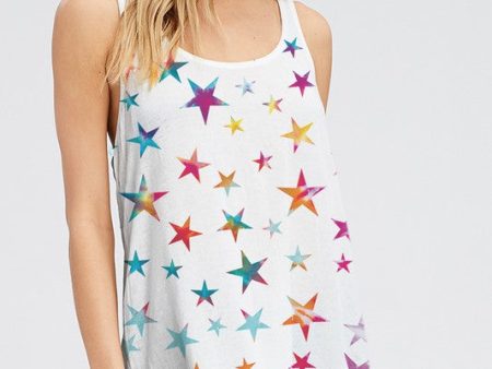 Plus size Multi color stars tank top - Ivory on Sale