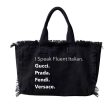 I Speak Fluent Italian Canvas Fringe Tote - Black Online now