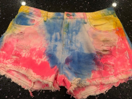 Tie-dye Denim Shorts - Hot Pink Mix. Clearance Final Sale! Online Hot Sale