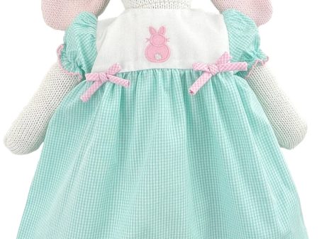 Knit Bunny Doll with Mint Check Dress Online Hot Sale