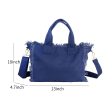 Small Fringe Canvas Tote With Solid Strap Discount