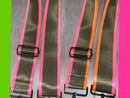 💚💗🧡 Olive Pink or Olive Pink Orange Stripe 2” Adjustable Handbag Strap Supply