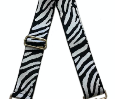 2  ADJUSTABLE ANIMAL PRINT BAG STRAP- BLACK WHITE ZEBRA- Gold Hardware For Sale