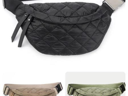 Quilted Puffer Fanny Pack - Tan, Black or Olive Cheap