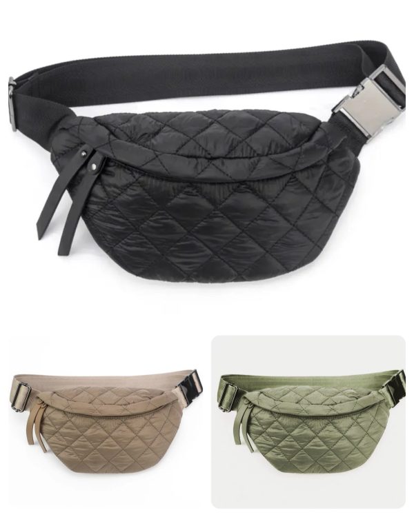 Quilted Puffer Fanny Pack - Tan, Black or Olive Cheap