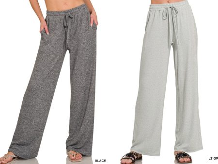 SOFT MELANGE HACCI WIDE PANTS - BLACK OR LIGHT GREY Supply